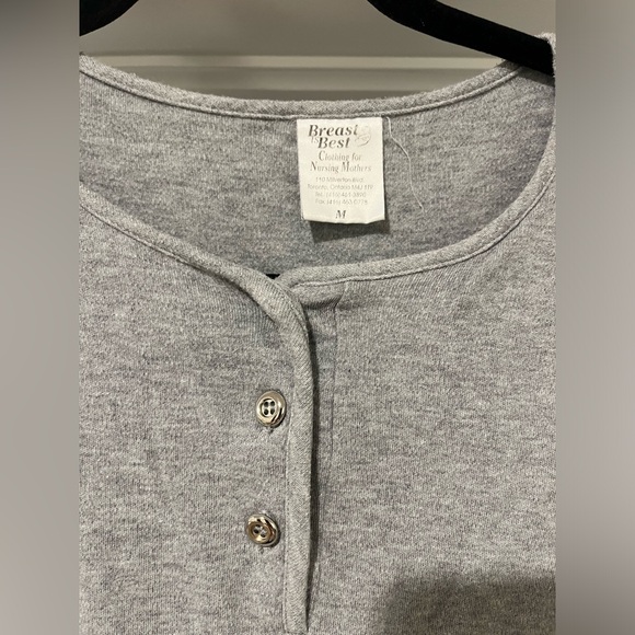 BREAST IS BEST grey maternity and nursing midi dress with front pockets , size M - Picture 2 of 5